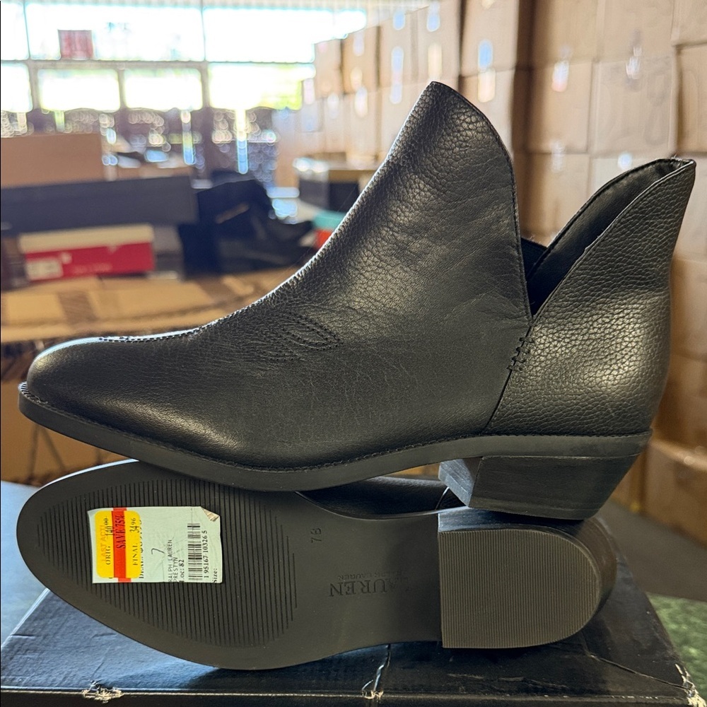 Lauren Ralph Lauren Black Cutout Ankle Booties